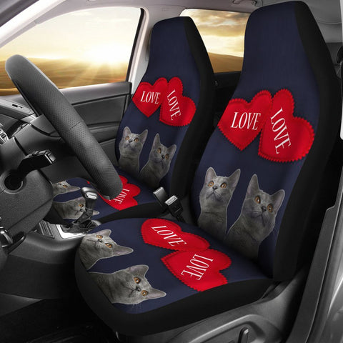 Russian Blue Cat Love Print Car Seat Covers-Free Shipping