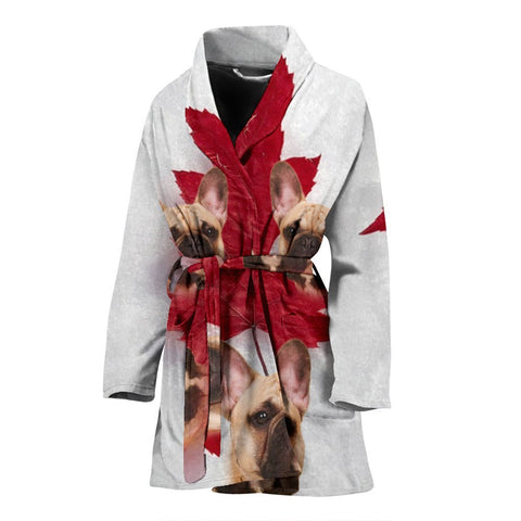 French Bulldog Print Women's Bath Robe-Free Shipping