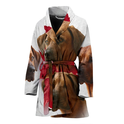 Rhodesian Ridgeback On White Print Women's Bath Robe-Free Shipping