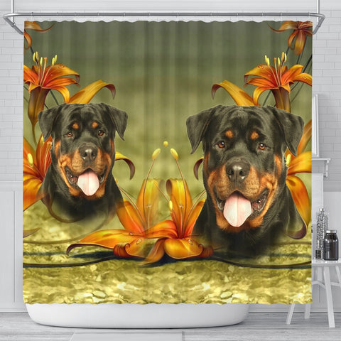 Lovely Rottweiler Dog Print Shower Curtains-Free Shipping