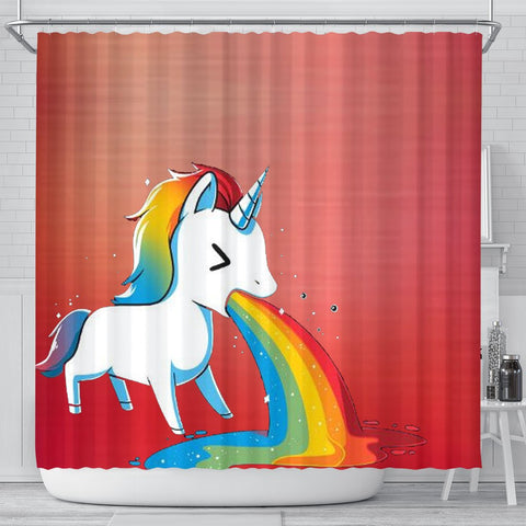 Rainbow Unicorn Print Shower Curtain-Free Shipping