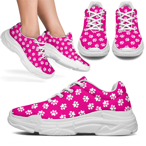 Paw Print Hot Pink Chunky Sneakers (White)