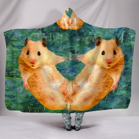 Golden Hamster Print Hooded Blanket-Free Shipping