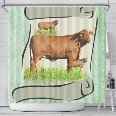 Red Brangus Cattle (Cow) Art Print Shower Curtain-Free Shipping