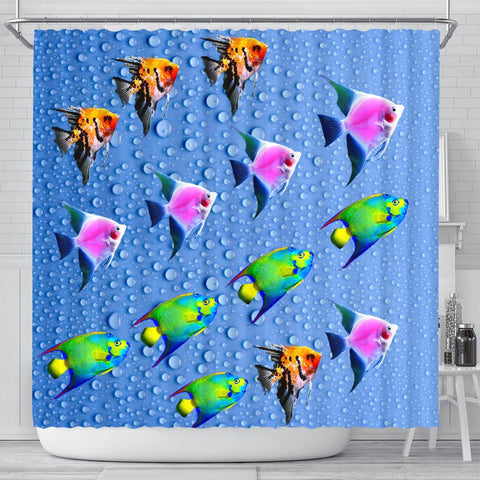 Colorful Angel Fish Print Shower Curtains-Free Shipping