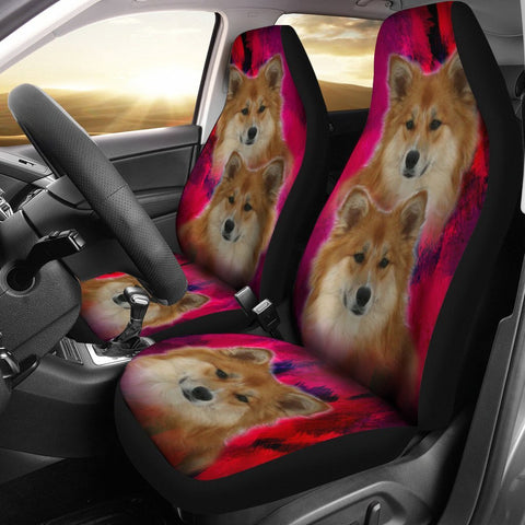 Icelandic Sheepdog On Pink Print Car Seat Covers-Free Shipping