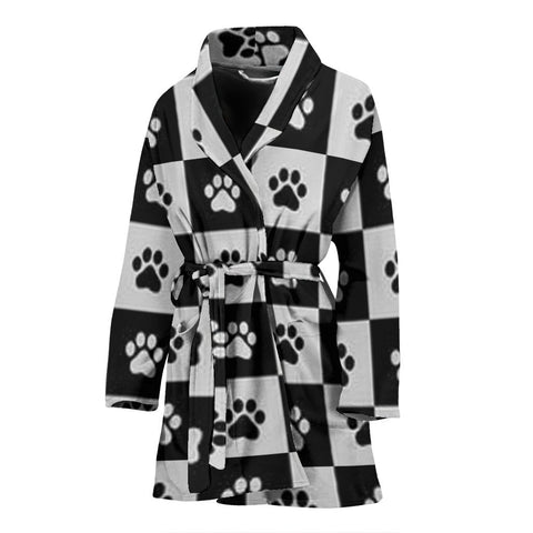 Dog Paws Print Women's Bath Robe-Free Shipping