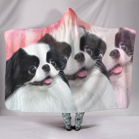 Cute Japanese Chin Dog Print Hooded Blanket-Free Shipping