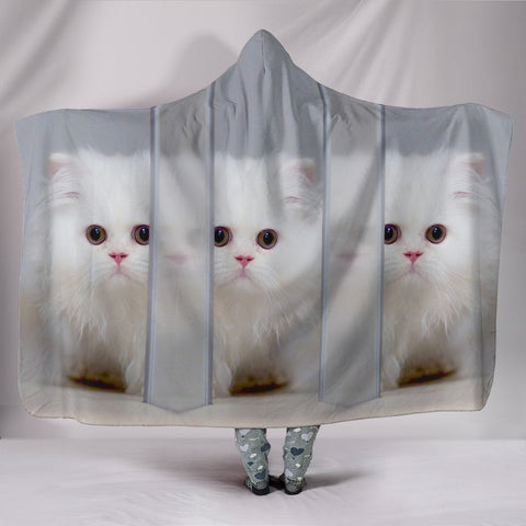 White Persian Cat Print Hooded Blanket-Free Shipping-Special Edition