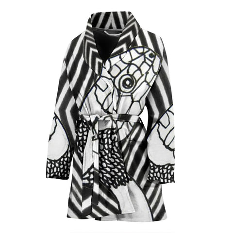 Blank & White Snake Print Women's Bath Robe-Free Shipping