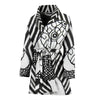 Blank & White Snake Print Women's Bath Robe-Free Shipping