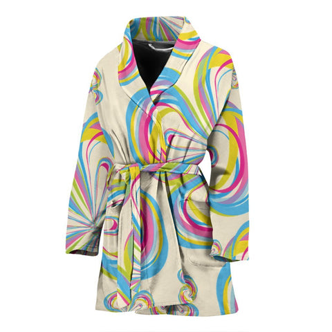 Floral Designed Print Women's Bath Robe-Free Shipping