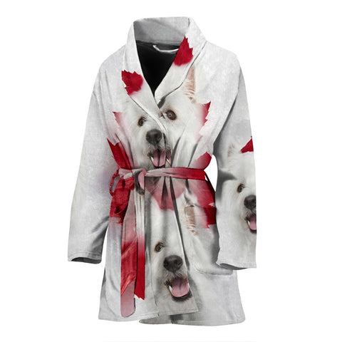 West Highland White Terrier Print Women's Bath Robe-Free Shipping