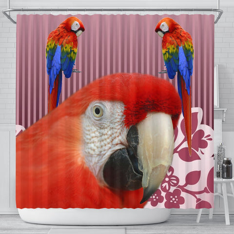 Scarlet macaw Parrot Print Shower Curtain-Free Shipping