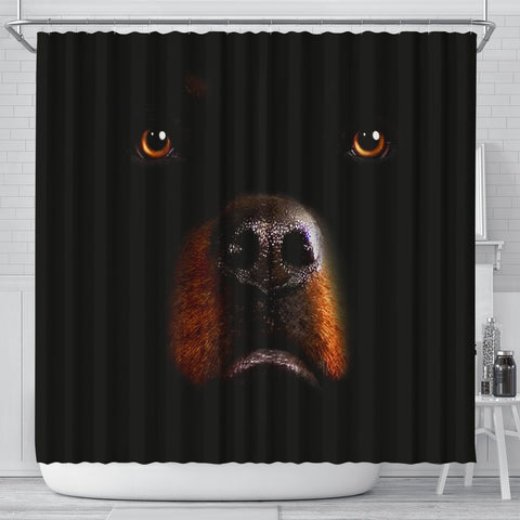 Rottweiler Dog On Black Print Shower Curtains-Free Shipping