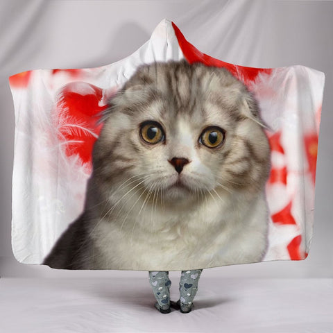 Scottish Fold Cat Print Hooded Blanket-Free Shipping