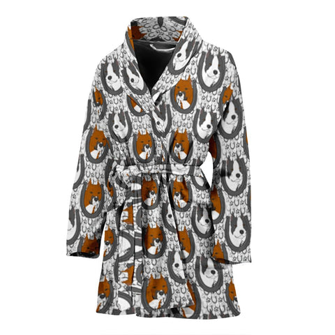 American Staffordshire Terrier Dog Pattern Print Women's Bath Robe-Free Shipping