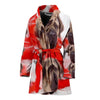 English Mastiff On Red Print Women's Bath Robe-Free Shipping