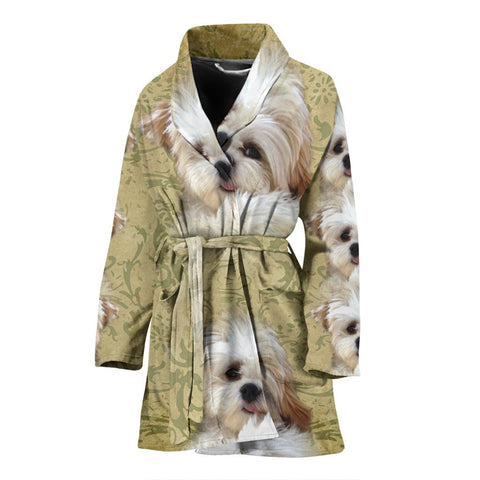 Shih Tzu Print Women's Bath Robe-Free Shipping