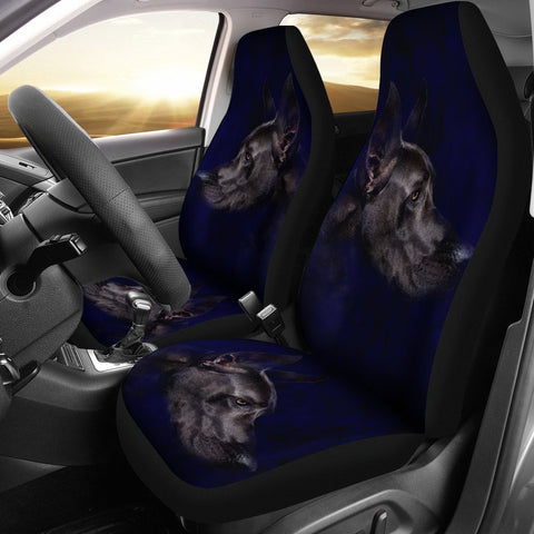 Black Great Dane Dog Art Print Car Seat Covers-Free Shipping