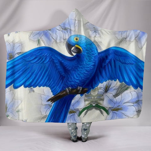 Hyacinth macaw Parrot Print Hooded Blanket-Free Shipping