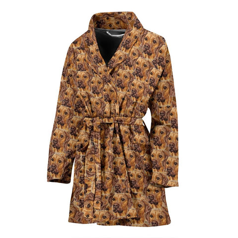 Rhodesian Ridgeback Dog In Lots Print Women's Bath Robe-Free Shipping