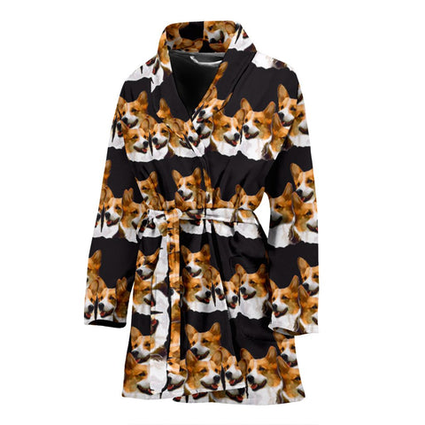 Cardigan Welsh Corgi Dog Pattern Print Women's Bath Robe-Free Shipping