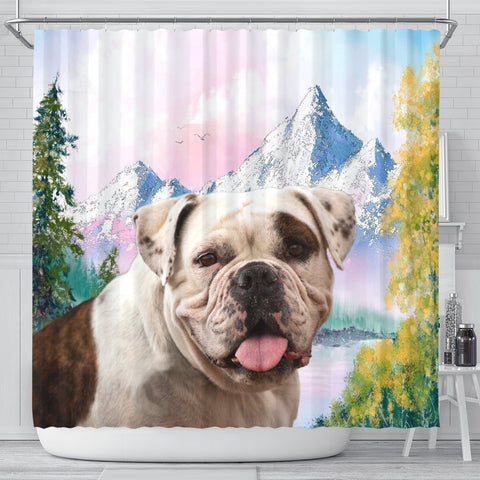 American Bulldog Print Shower Curtains-Free Shipping