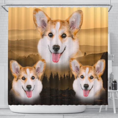 Pembroke Welsh Corgi Print Shower Curtains-Free Shipping