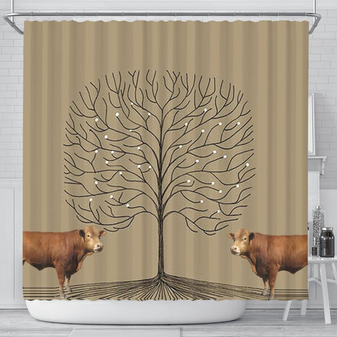 Gelbvieh Cattle (Cow) Print Shower Curtain-Free Shipping