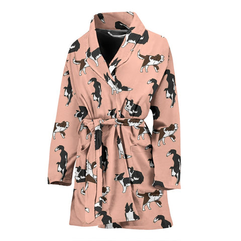 Amazing Border Collie Dog Pattern Print Women's Bath Robe-Free Shipping