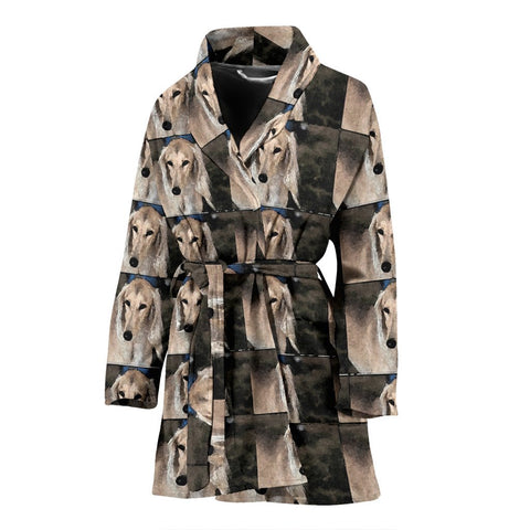 Saluki Dog Patterns Print Women's Bath Robe-Free Shipping