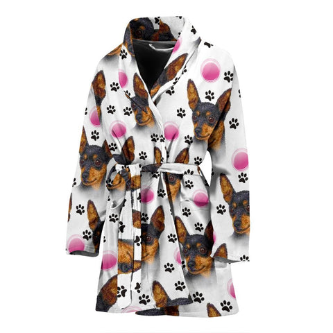 Miniature Pinscher Dog Print Women's Bath Robe-Free Shipping