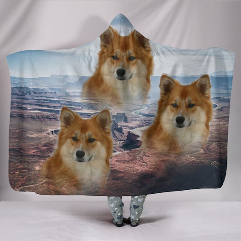 Icelandic Sheepdog Print Hooded Blanket-Free Shippipng