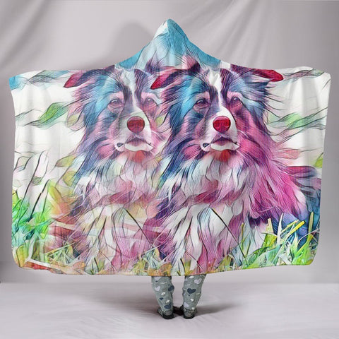 Border Collie Dog Art Print Hooded Blanket-Free Shipping