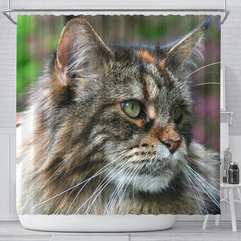 Amazing Maine Coon Cat Print Shower Curtains-Free Shipping