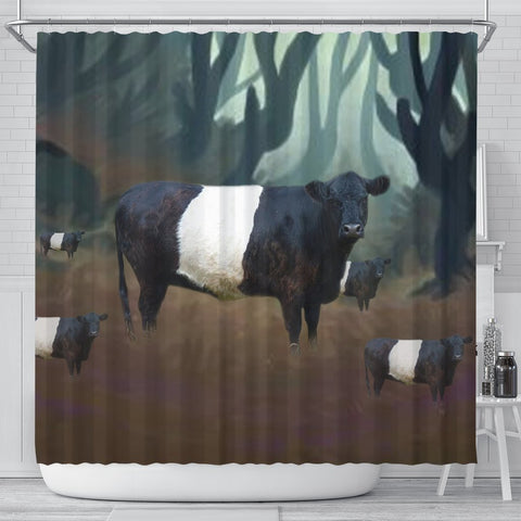 Belted Galloway Cattle (Cow) Print Shower Curtain-Free Shipping