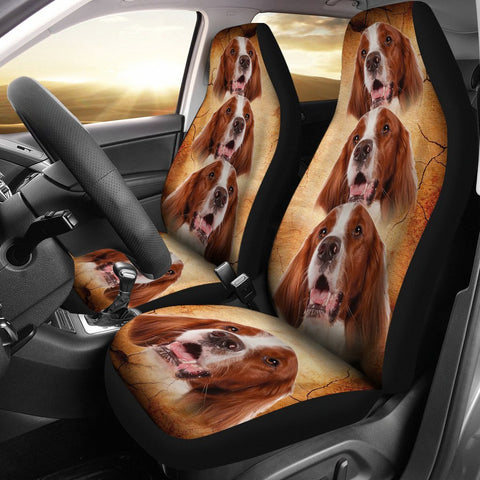 Irish Red and White Setter Print Car Seat Covers-Free Shipping