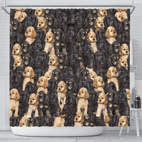 Cocker Spaniel In Lots Print Shower Curtain-Free Shipping