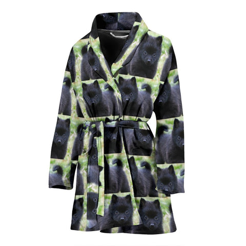 Schipperke Dog Pattern Print Women's Bath Robe-Free Shipping