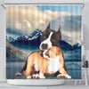 Pit Bull Terrier Print Shower Curtains-Free Shipping