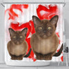 Burmese Cat On Red Print Shower Curtains-Free Shipping