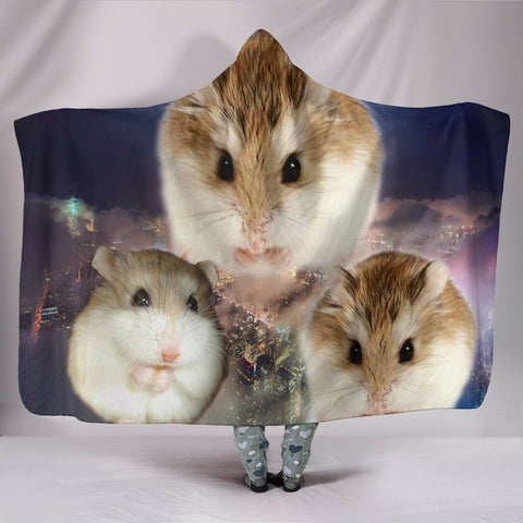 Cute Roborovski Hamster Print Hooded Blanket-Free Shipping