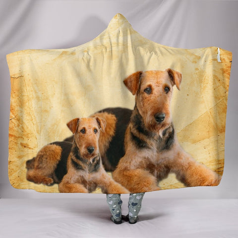 Airedale Terrier Print Hooded Blanket-Free Shipping