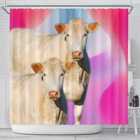 Charolais Cattle (Cow) Print Shower Curtain-Free Shipping