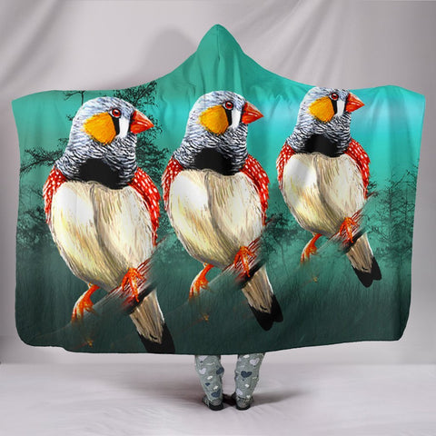 Zebra Finch Bird Print Hooded Blanket-Free Shipping