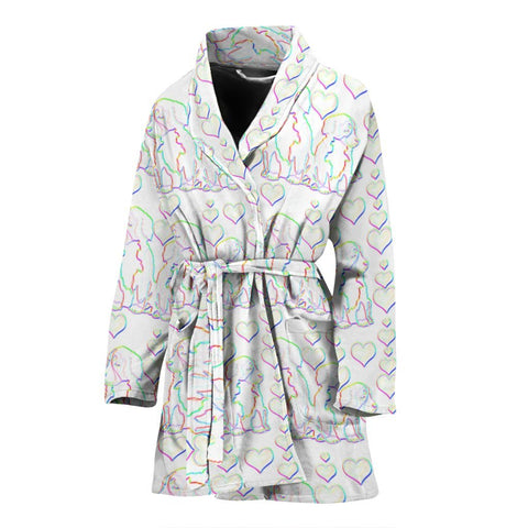 Sketch Bernese Mountain Dog Print Women's Bath Robe-Free Shipping