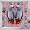 African Grey Parrot Floral Print Shower Curtains-Free Shipping