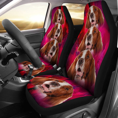 Irish Red and White Setter On Pink Print Car Seat Covers-Free Shipping