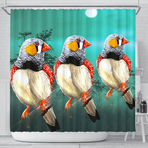 Zebra Finch Bird Art Print Shower Curtains-Free Shipping